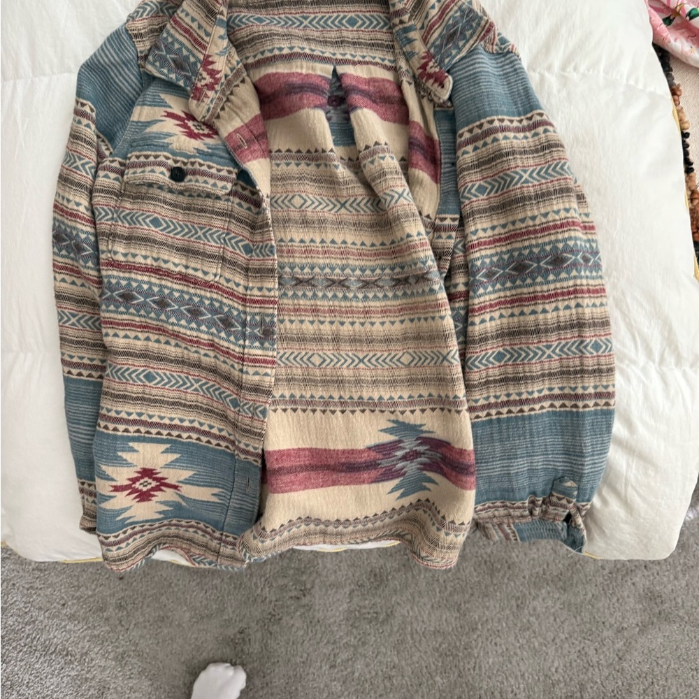 Faherty Multicolor Aztec-Print Long Sleeve Button Top